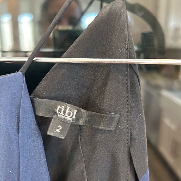 Tibi Black and Navy Maxi Dress size 2 has stain GUC - Picture 2 of 4